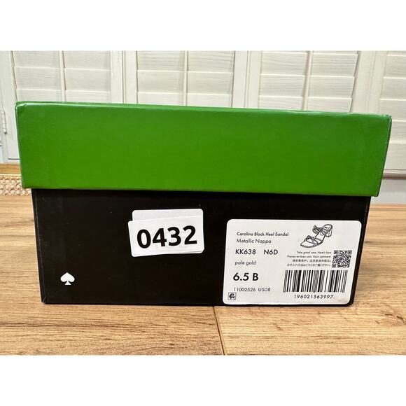 Kate Spade Carolina Block Heel Sandal Metallic Nappa Pale Gold 6.5 Lightly Worn - Picture 15 of 16